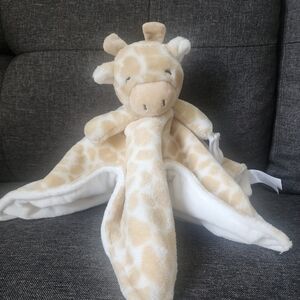 Plush Giraffe Lovey Blanket - Tan and White